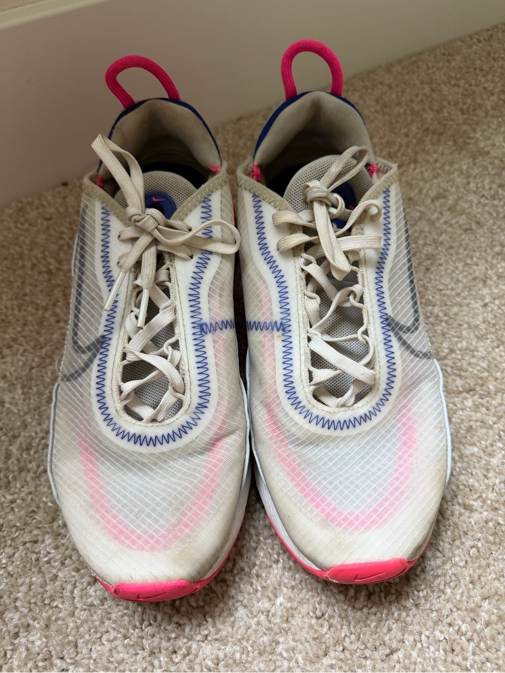 Nike Kids Neon Pink and Blue Slip-On Sneakers